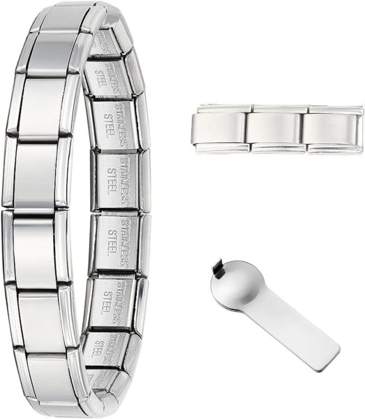 GEMOSA 9mm Italian Charm Bracelet Starter Set, Stainless Steel Classic Link Bracelet for Women Men, Adjustable 6.75-8 inch, 18+3 Links with Connector Tool – Multiple Colors